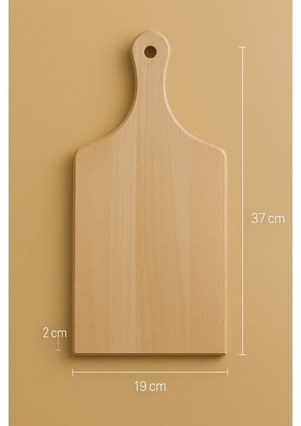 Ahşap Doğrama Tahtası - 37 x 19 cm - Kayın Ağacı - Açık Kahverengi