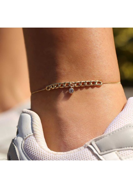 Zincir Detay Mini Taşlı Halhal