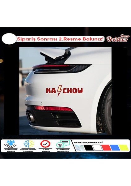Ka-Chow - Araba Stickerı Çıkartması - Şimşek Mcqueen Otomobil Etiketi - 20X8CM