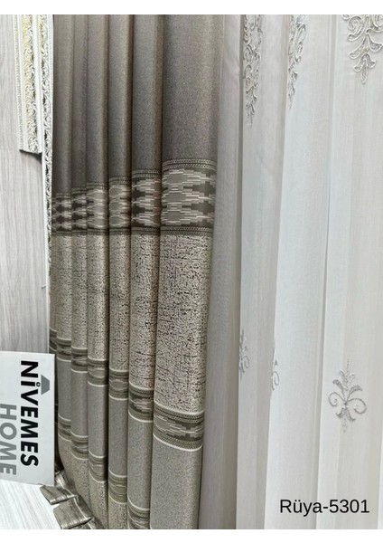 Nivemeshome Rüya FT671477 Toprak V-5301 1/3 Sık Pileli Fon Perde Apm modelleri