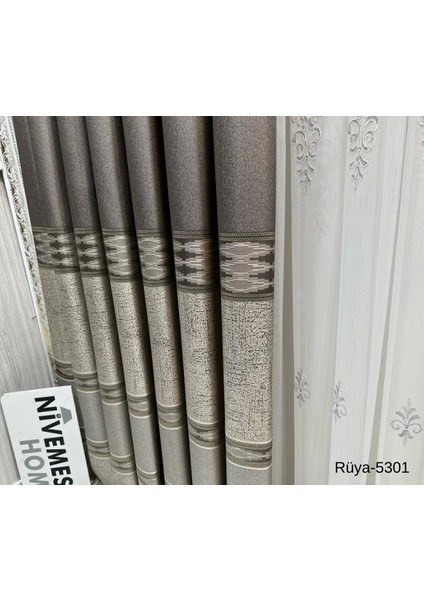 Nivemeshome Rüya FT671477 Toprak V-5301 1/3 Sık Pileli Fon Perde Apm indirimleri