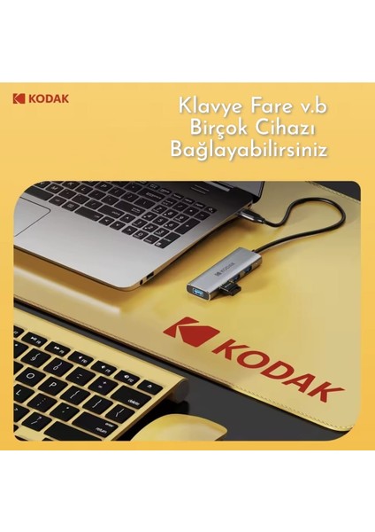 4'ün 1'i Hub Çoklayıcı CE Lisanslı Laptop/Bilgisayar-Macbook/Type-C Girişli 4 Adet Usb Girişli Metal Aleminyum Sağlam 5Gbps Hızlı fırsatları