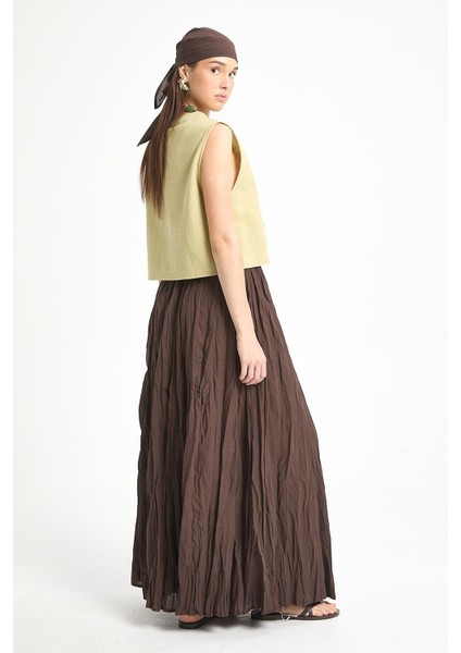 Yağ Yeşili Bağcıklı Kısa %100 Pamuk Yelek 29204 modelleri