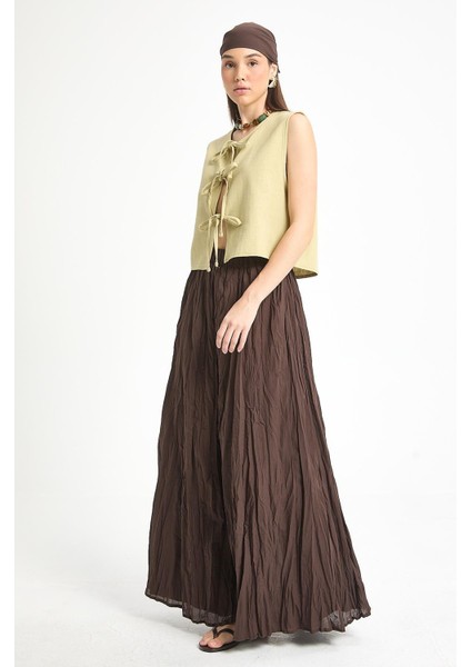 Yağ Yeşili Bağcıklı Kısa %100 Pamuk Yelek 29204 fırsatları