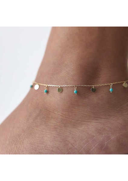 Turkuaz Taşlı Pullu Halhal