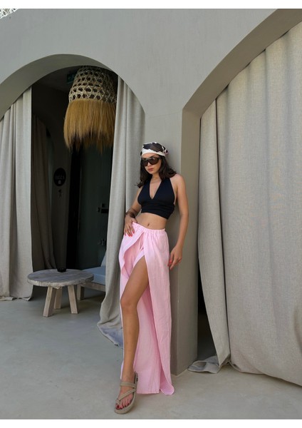 Pembe Yırtmaç Detaylı Müslin Pantolon 29231 fırsatları