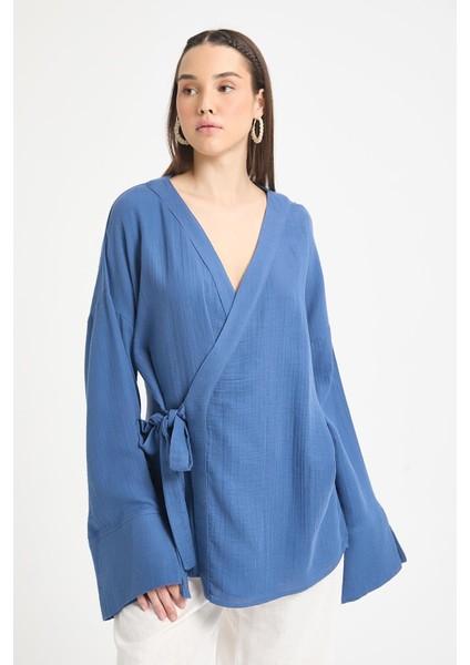 Indigo Oversize Müslin Kimono 29219 indirimleri