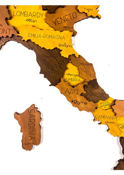 3D Italya Harita Tablosu, Ofis Duvar Dekor - Medium fiyatları