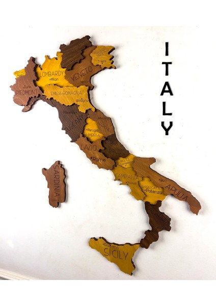 3D Italya Harita Tablosu, Ofis Duvar Dekor - Medium indirimleri