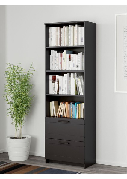 Brımnes Kitaplık 60 x 190 cm Siyah Çekmeceli Ayarlanabilir Raflı fırsatları