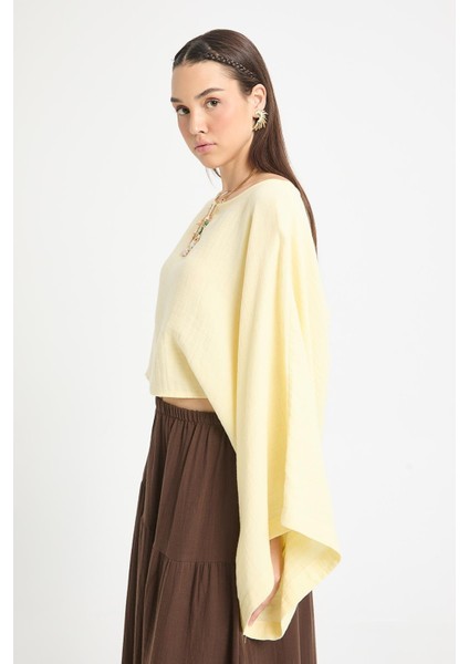 Sarı Oversize Kesim Müslin Bluz 29230 fiyatları