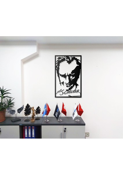 Mustafa Kemal Atatürk Silüeti Portresi Tasarımlı Imzalı Dekoratif Metal Duvar Tablosu fiyatları