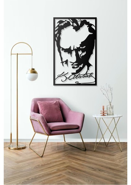 Mustafa Kemal Atatürk Silüeti Portresi Tasarımlı Imzalı Dekoratif Metal Duvar Tablosu modelleri