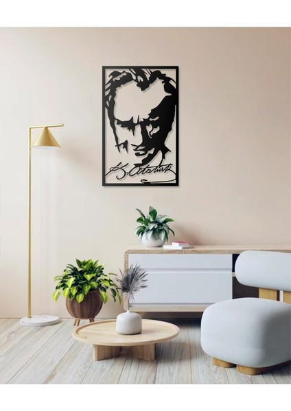Mustafa Kemal Atatürk Silüeti Portresi Tasarımlı Imzalı Dekoratif Metal Duvar Tablosu fırsatları