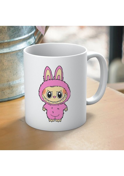 Pembe Labubu Baskılı Hediyelik Kupa