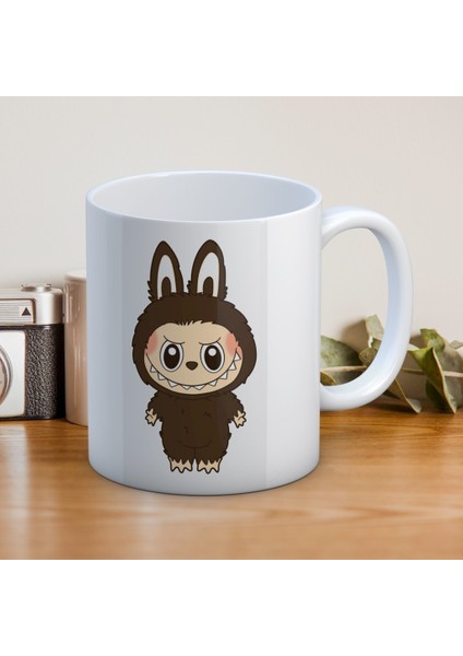 Kahverengi Labubu Baskılı Hediyelik Kupa