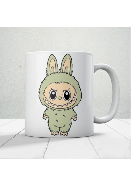 Yeşil Labubu Baskılı Hediyelik Kupa