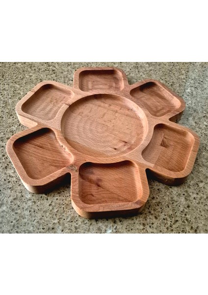 Çiçek Şekilli Ahşap Sunum Tahtası - 25 cm Çap - Kayın Ağacı - Kahverengi fiyatları