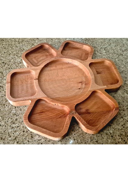 Çiçek Şekilli Ahşap Sunum Tahtası - 25 cm Çap - Kayın Ağacı - Kahverengi modelleri