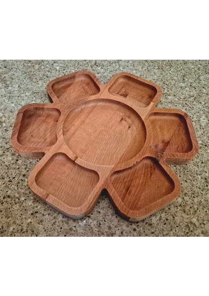 Çiçek Şekilli Ahşap Sunum Tahtası - 25 cm Çap - Kayın Ağacı - Kahverengi fırsatları