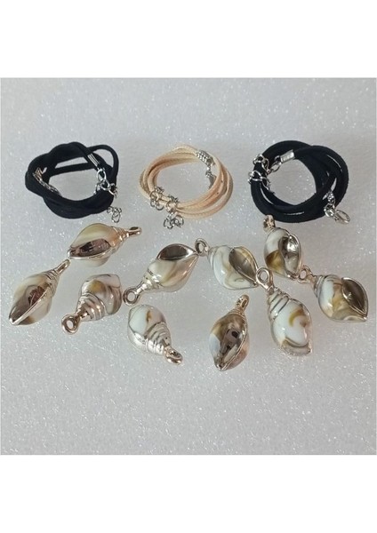 ( 10 x Adet ) 1 Set Gold Edge Deniz Kabuğu Süsü Bileklik & Küpe & Kolye Ucu indirimleri