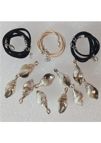 ( 10 x Adet ) 1 Set Gold Edge Deniz Kabuğu Süsü Bileklik & Küpe & Kolye Ucu