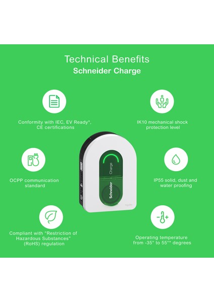 Uzmlight Schneider Electric Schneıder Charge Evlink Wallbox 22,1kw Plastik 1xt2 Soket Elektrikli Araç Şarj Istasyonu Yeni Nesil modelleri