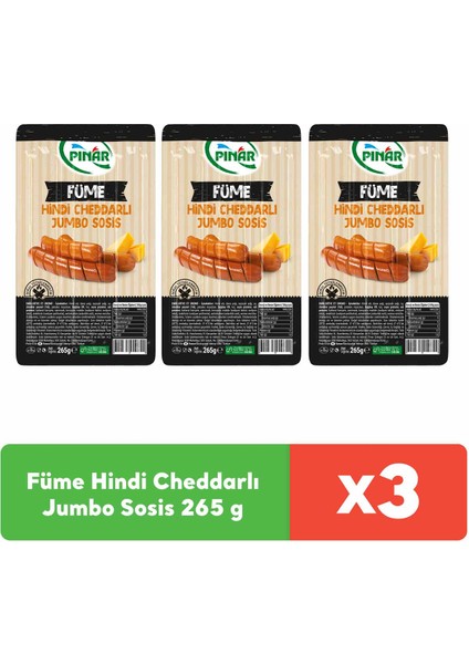 Füme Hindi Cheddarlı Jumbo Sosis 265 gr x 3 Adet