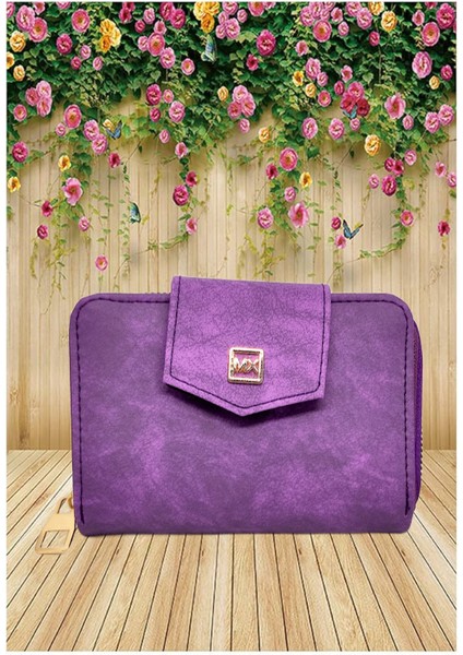 Bozuk ve Kağıt Para Bölmeli Şık Fermuarlı Kadın Cüzdan