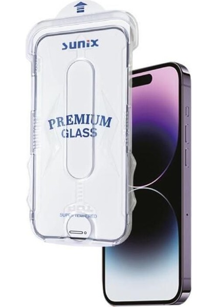 Iphone 14 Pro Max ile Uyumlu Kolay Uygulama Aparatlı Premium Ekran Koruyucu Cam