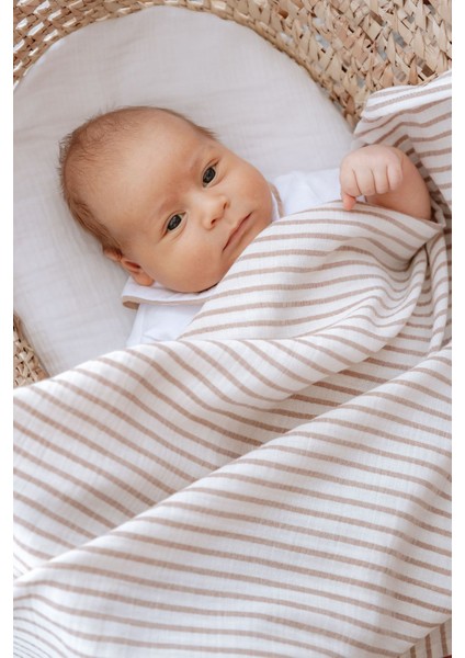 Müslin Örtü | Line Series - Beige