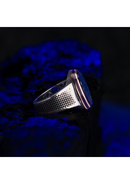 Lapis Lazuli Taşlı Oval Kasa 925 Ayar Gümüş Erkek Yüzük fiyatları
