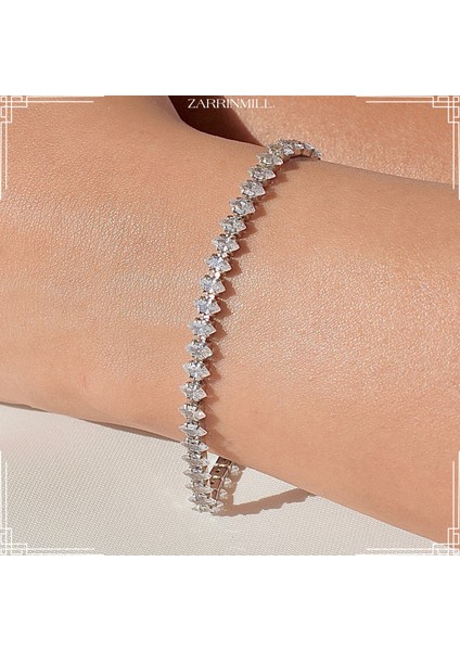 925 Ayar Gümüş Mekik Model Zirkon Taşlı Su Yolu Bileklik Rodyum Kaplama fiyatları