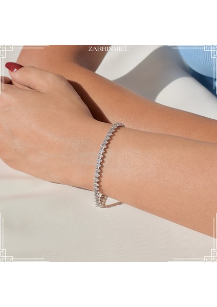 925 Ayar Gümüş Mekik Model Zirkon Taşlı Su Yolu Bileklik Rodyum Kaplama modelleri
