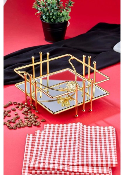 Kelebek Model Aynalı Peçetelik Paslanmaz Çelik Lüks Peçete Kutusu Gold modelleri