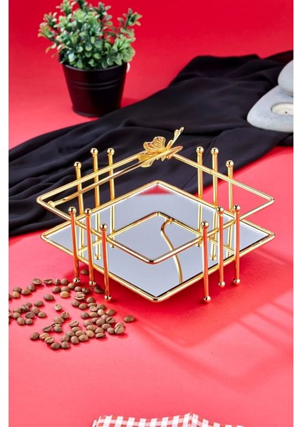 Kelebek Model Aynalı Peçetelik Paslanmaz Çelik Lüks Peçete Kutusu Gold indirimleri