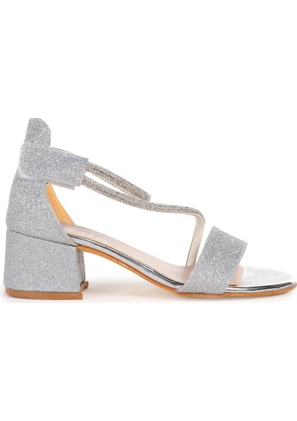 Simli Kız Çocuk 4 cm Topuklu Sandalet Abiye Ayakkabı fiyatları