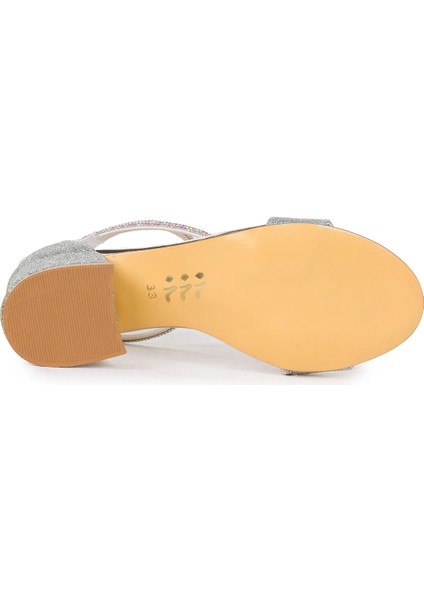 Simli Kız Çocuk 4 cm Topuklu Sandalet Abiye Ayakkabı modelleri