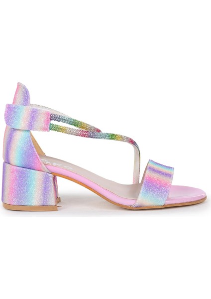 Simli Kız Çocuk 4 cm Topuklu Sandalet Abiye Ayakkabı fiyatları