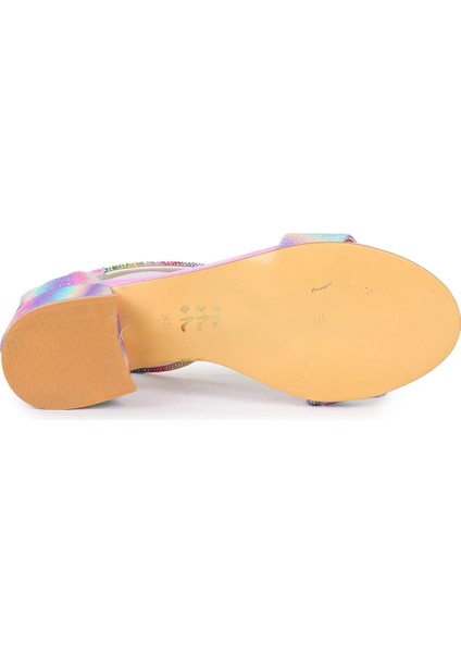 Simli Kız Çocuk 4 cm Topuklu Sandalet Abiye Ayakkabı modelleri