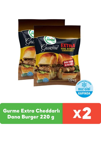 Gurme Extra Cheddarlı Dana Burger 220 g x 2 adet