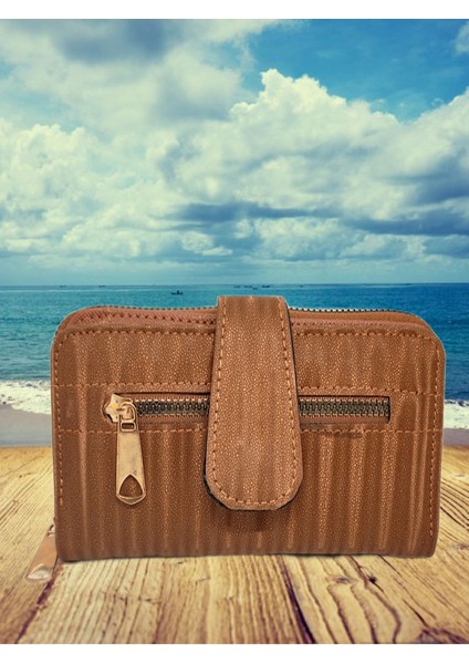 Çıtçıtlı Ön Cepli Bozuk ve Kağıt Para Bölmeli Kartlıklı Şık Cüzdan