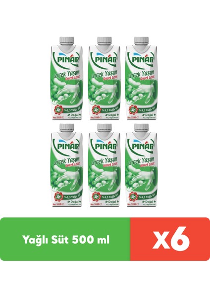 %3.3 Yağlı Süt 500 ml x 6 Adet