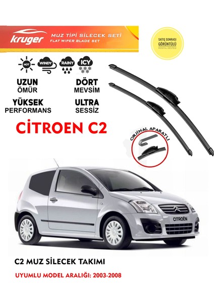 C2 Muz Silecek Takımı 1.4 1.6 Motor Araca Özel Aparat (2003-2008) Arası