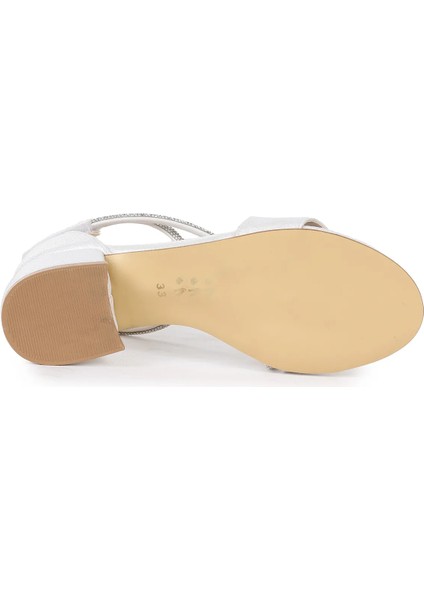 Simli Kız Çocuk 4 cm Topuklu Sandalet Abiye Ayakkabı modelleri