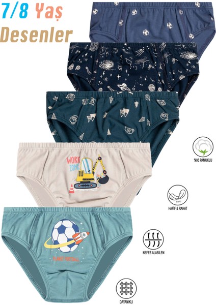 Özkan 31801 5'li Paket Erkek Çocuk Karışık Renkli Desenli Pamuklu Yumuşak Rahat Slip Külot fiyatları