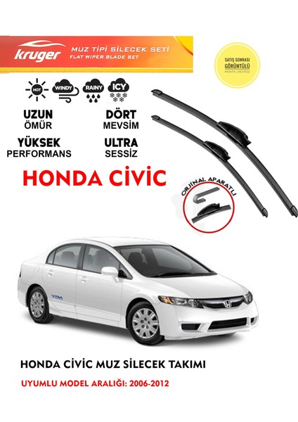 Civic Cam Muz Silecek Takımı Fd6 2009 Model Araca Özel . Aparat