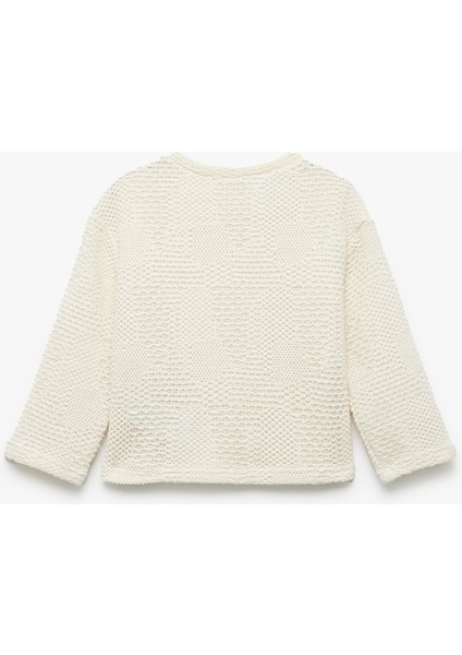 Dokulu 3/4 Kollu Bisiklet Yaka Crop Sweatshirt fiyatları