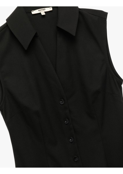 Regular Fit Kolsuz Düğmeli Mini Gömlek Elbise modelleri