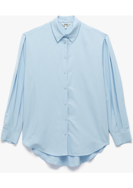 Regular Fit Pile Detaylı Uzun Kollu Poplin Gömlek